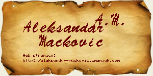 Aleksandar Mačković vizit kartica